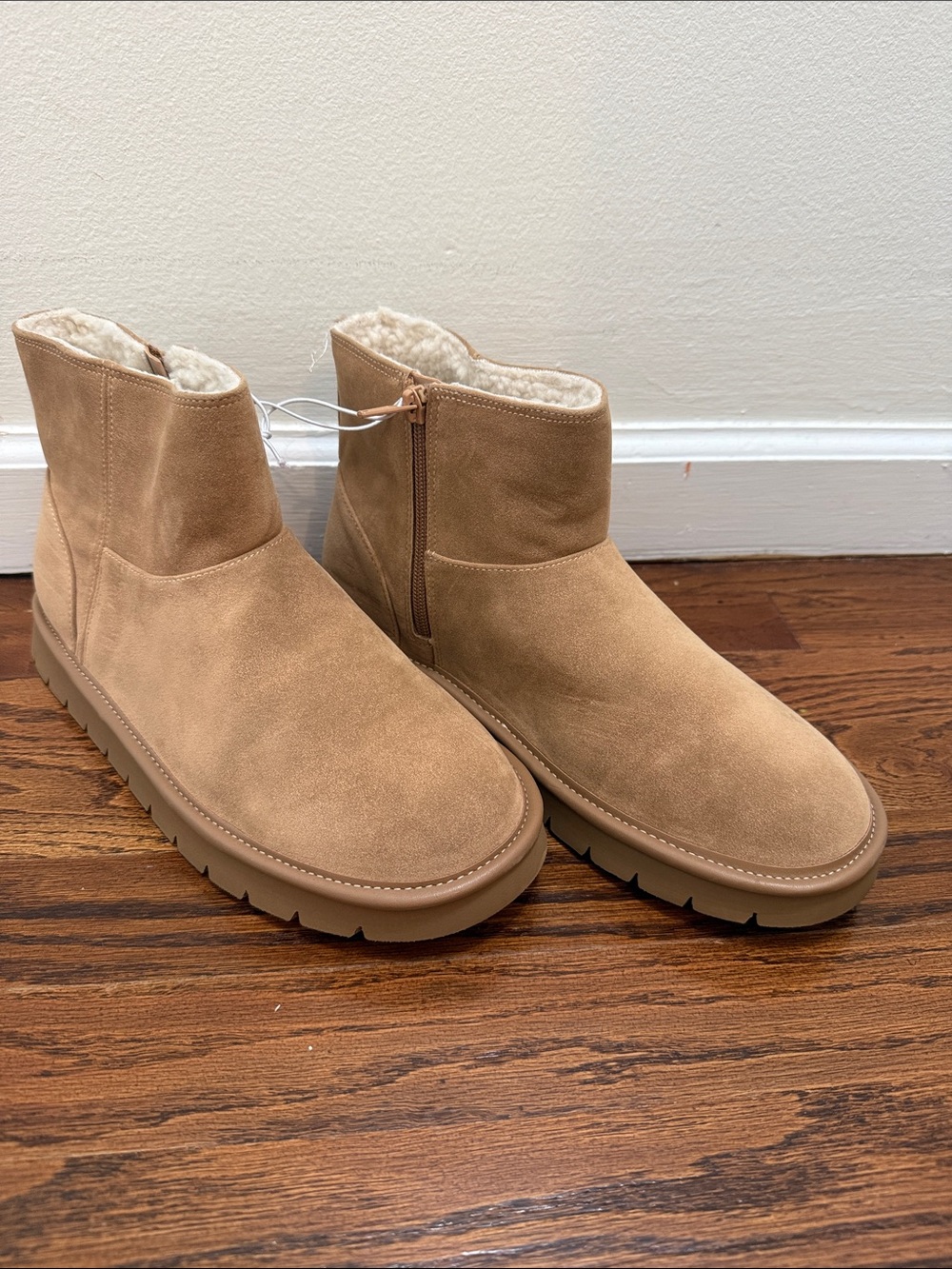 Universal Thread Tan Suede Shearling-Lined Ankle Boots